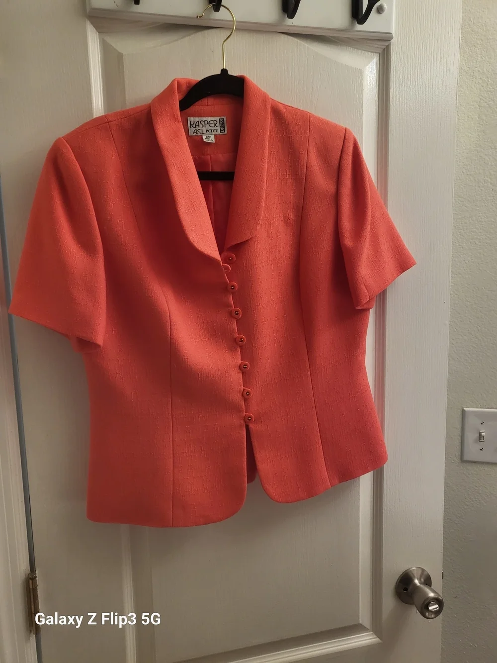 Kasper Coral-Orange Short Sleeve Skirt Suit Pre-owned 12P
